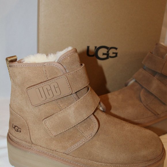 NIB UGG WOMEN'S PLATFORM CHESTNUT SUEDE SHEARLING LINED ANKLE BOOTS - Picture 5 of 8